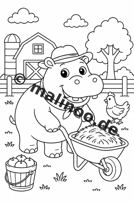 Flusspferde Malbuch 50 Ausmalbilder gedruckt und gebunden – Vorschaubild 4