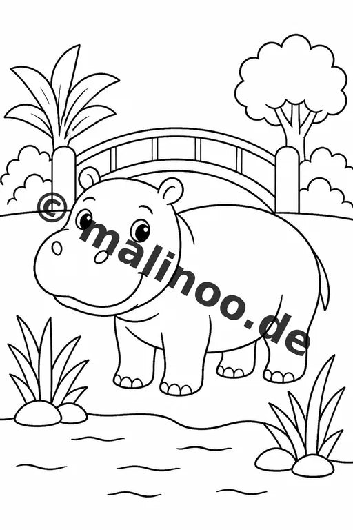Flusspferde Malbuch 50 Ausmalbilder gedruckt und gebunden – Vorschaubild 5