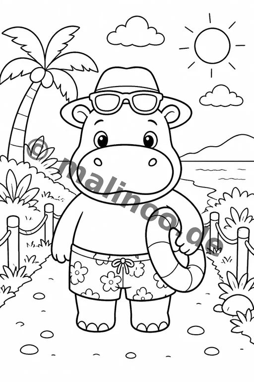 Flusspferde Malbuch 50 Ausmalbilder gedruckt+gebunden – Vorschaubild 8