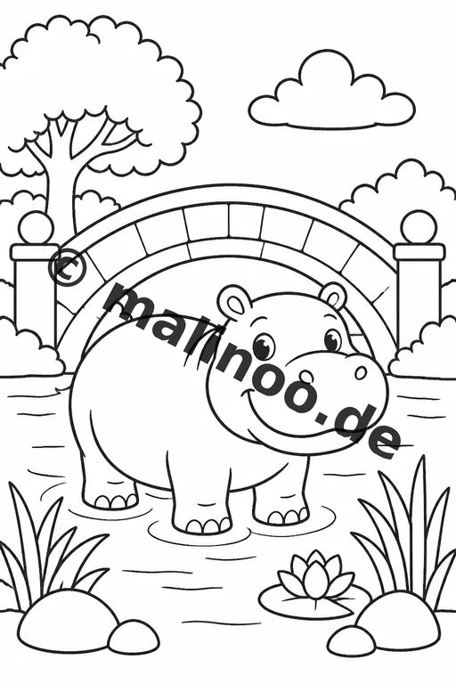 Flusspferde Malbuch 50 Ausmalbilder gedruckt und gebunden – Vorschaubild 8