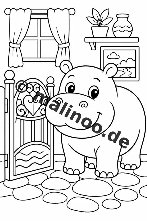 Flusspferde Malbuch 50 Ausmalbilder gedruckt und gebunden – Vorschaubild 9