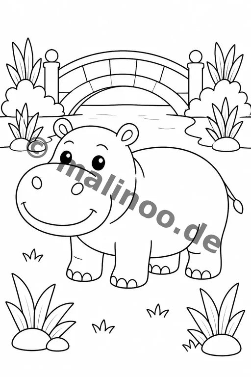 Flusspferde Malbuch 50 Ausmalbilder gedruckt+lose – Vorschaubild 9