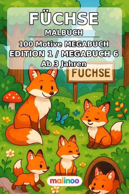 Füchse Malbuch 100 Ausmalbilder gedruckt+gebunden – Cover