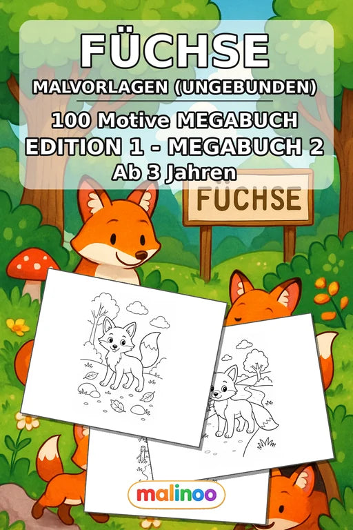 Füchse Malbuch 100 Ausmalbilder gedruckt+lose – Cover