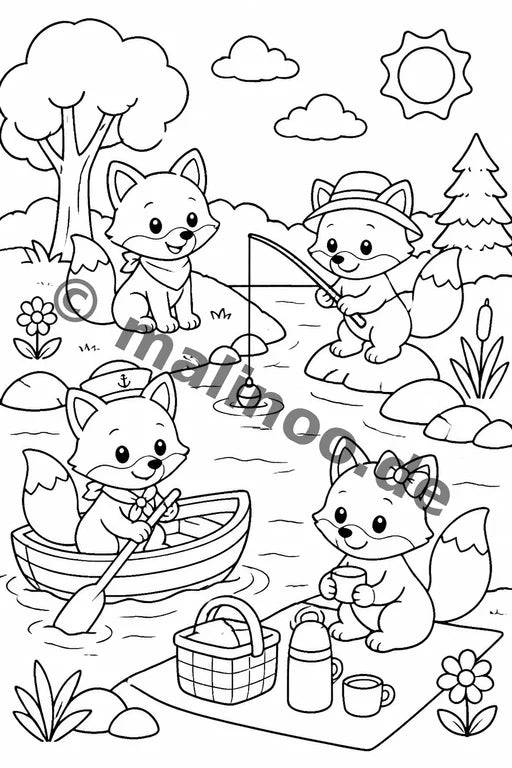 Füchse Malbuch 20 Ausmalbilder PDF Download – Vorschaubild 2
