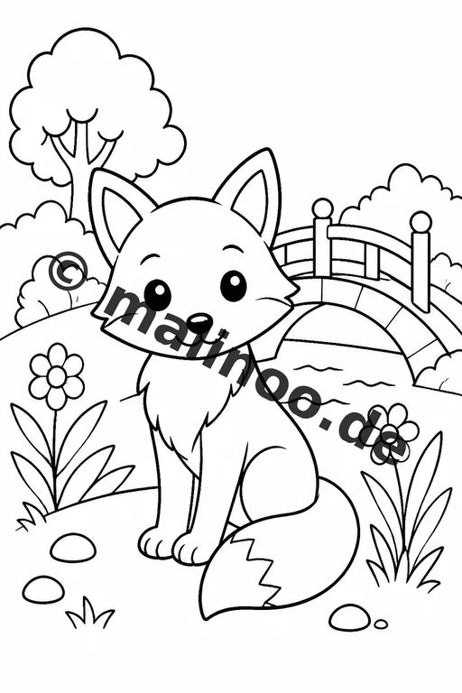 Füchse Malbuch 20 Ausmalbilder PDF Download digital – Vorschaubild 5