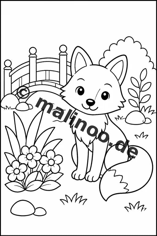 Füchse Malbuch 20 Ausmalbilder PDF Download digital – Vorschaubild 5