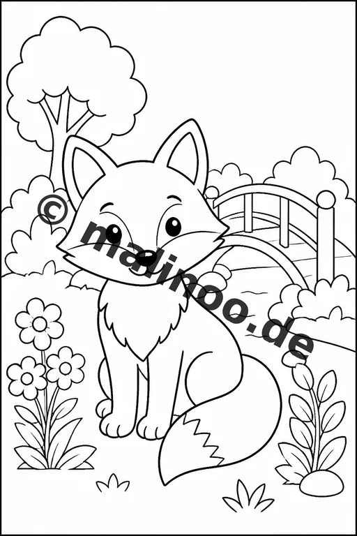 Füchse Malbuch 20 Ausmalbilder PDF Download digital – Vorschaubild 5