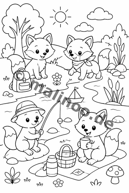 Füchse Malbuch 20 Ausmalbilder gedruckt+gebunden – Vorschaubild 2