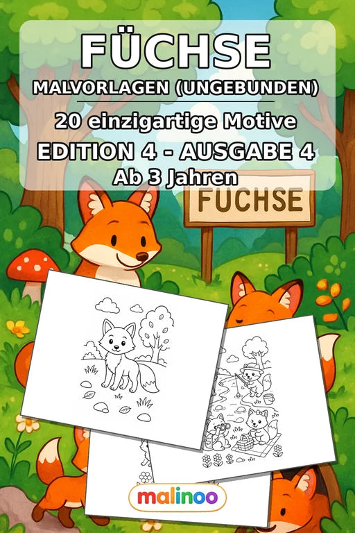 Füchse Malbuch 20 Ausmalbilder gedruckt+lose – Cover