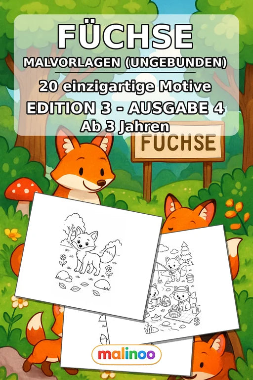 Füchse Malbuch 20 Ausmalbilder gedruckt+lose – Cover