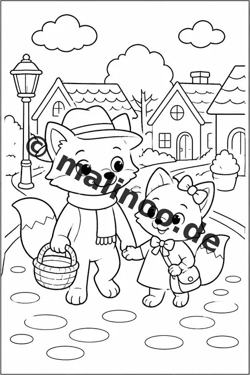 Füchse Malbuch 20 Ausmalbilder gedruckt, ungebunden – Vorschaubild 3