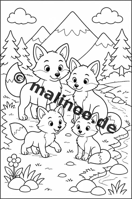 Füchse Malbuch 20 Ausmalbilder gedruckt, ungebunden – Vorschaubild 6