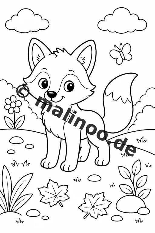Füchse Malbuch 50 Ausmalbilder PDF Download digital – Vorschaubild 1