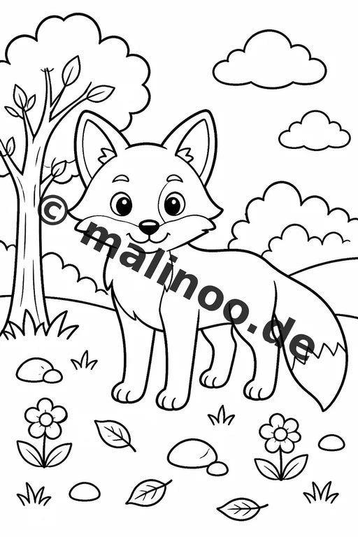 Füchse Malbuch 50 Ausmalbilder PDF Download digital – Vorschaubild 1