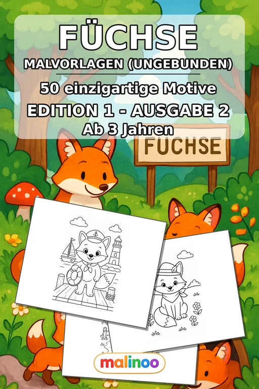 Füchse Malbuch 50 Ausmalbilder gedruckt+lose – Cover