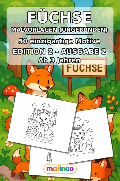 Füchse Malbuch 50 Ausmalbilder gedruckt+lose – Cover