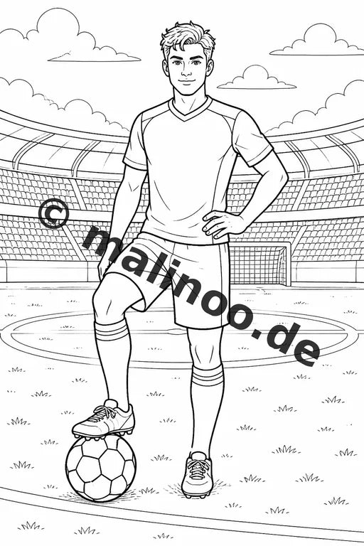Fußball Malbuch 20 Ausmalbilder gedruckt und gebunden – Vorschaubild 1
