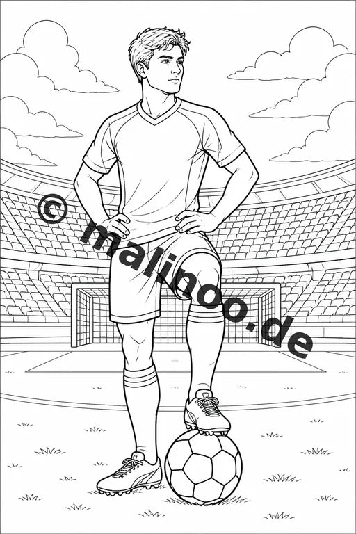 Fußball Malbuch 20 Ausmalbilder gedruckt und gebunden – Vorschaubild 1