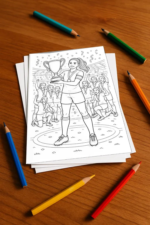 Fußball Malbuch 20 Ausmalbilder gedruckt+lose – Mockup-Ansicht