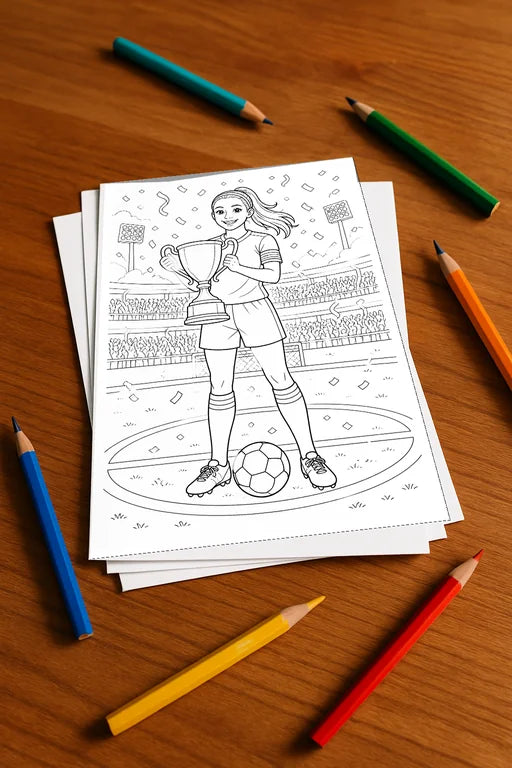 Fußball Malbuch 20 Ausmalbilder gedruckt+lose – Mockup-Ansicht