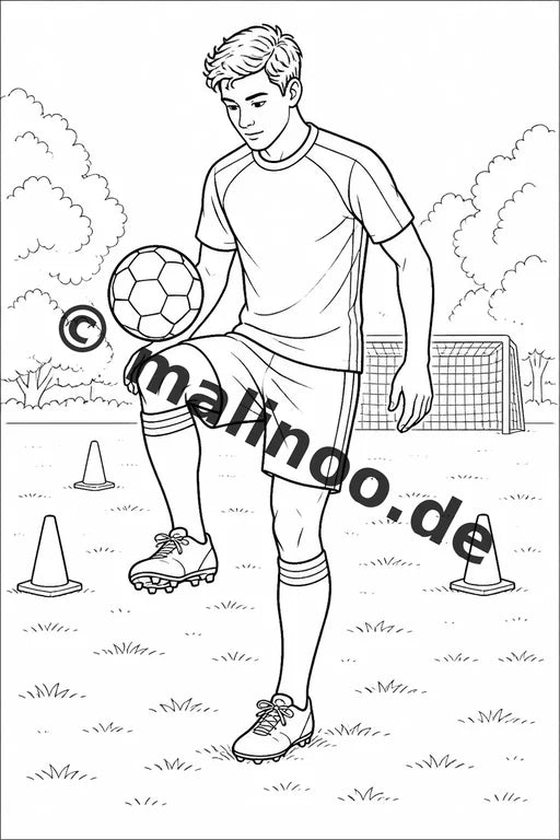 Fußball Malbuch 20 Ausmalbilder gedruckt, ungebunden – Vorschaubild 5