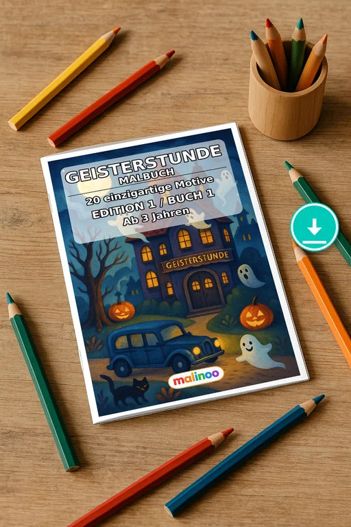 Geisterstunde Malbuch 20 Ausmalbilder PDF Download – Mockup-Ansicht