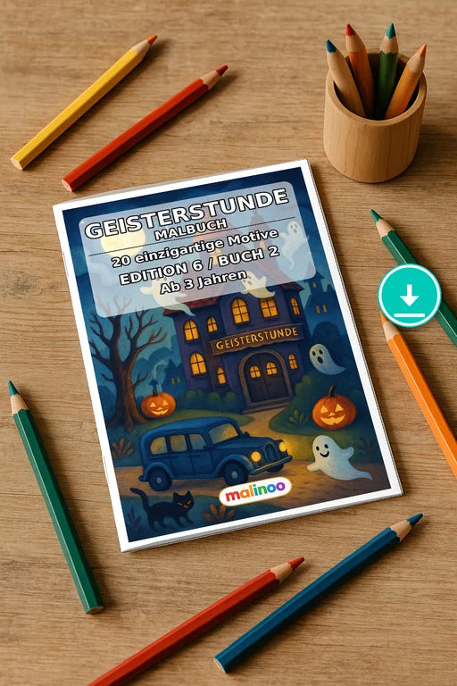 Geisterstunde Malbuch 20 Ausmalbilder PDF Download – Mockup-Ansicht