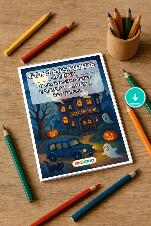 Geisterstunde Malbuch 20 Ausmalbilder PDF Download – Mockup-Ansicht