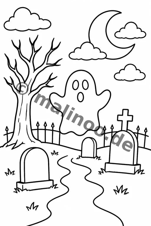 Geisterstunde Malbuch 20 Ausmalbilder PDF Download – Vorschaubild 5