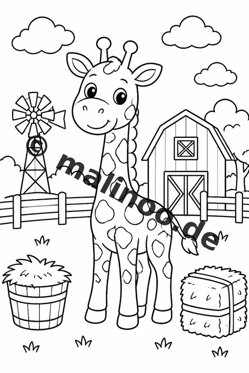 Giraffen Malbuch 100 Ausmalbilder PDF Download digital – Vorschaubild 4