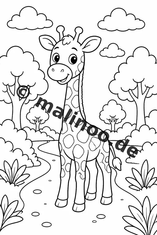 Giraffen Malbuch 100 Ausmalbilder gedruckt und gebunden – Vorschaubild 2