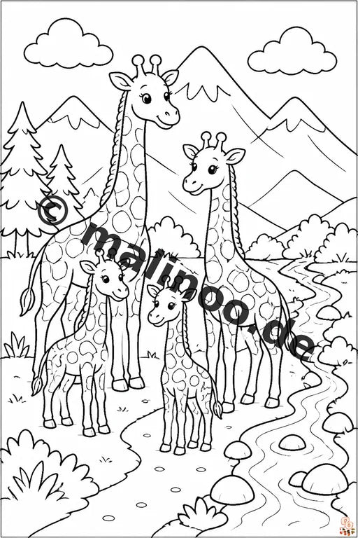 Giraffen Malbuch 100 Ausmalbilder gedruckt, ungebunden – Vorschaubild 6