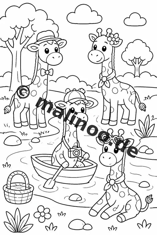Giraffen Malbuch 100 Ausmalbilder gedruckt, ungebunden – Vorschaubild 7