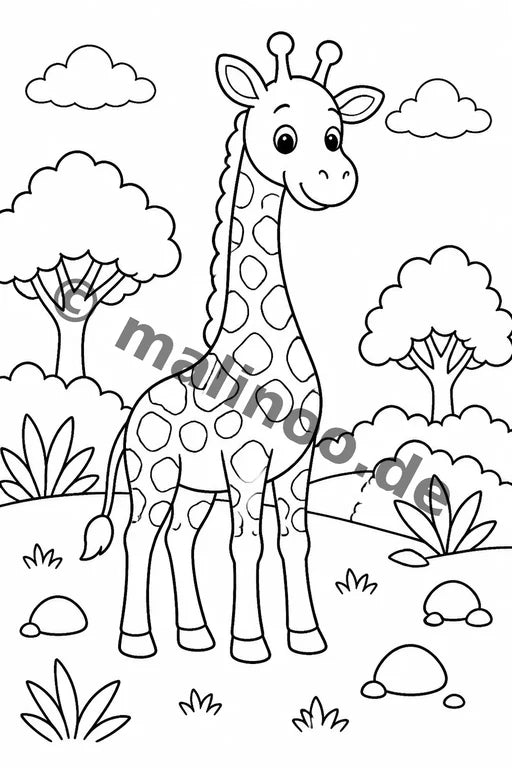 Giraffen Malbuch 20 Ausmalbilder PDF Download – Vorschaubild 1