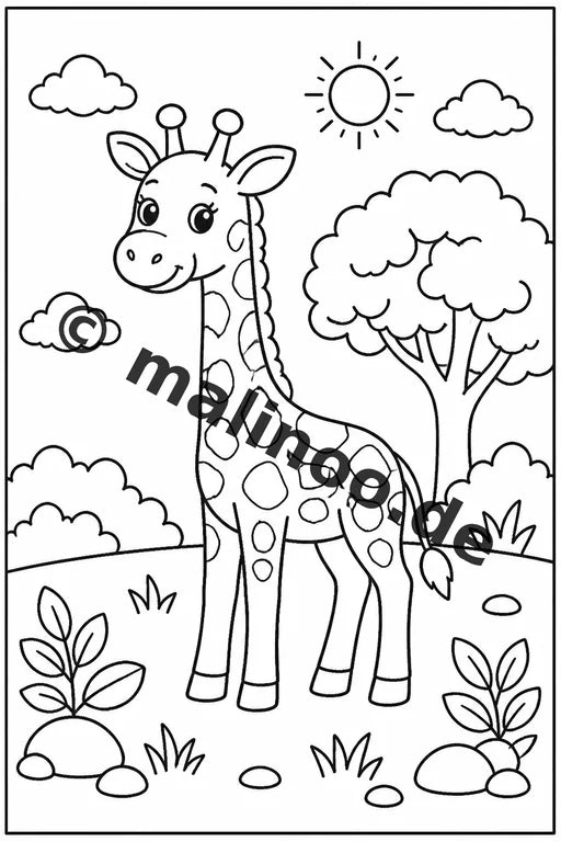 Giraffen Malbuch 20 Ausmalbilder PDF Download digital – Vorschaubild 1