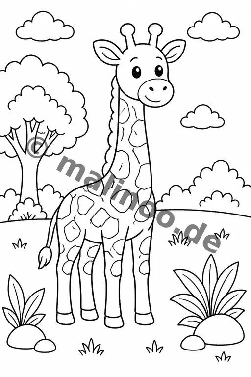 Giraffen Malbuch 20 Ausmalbilder PDF Download – Vorschaubild 1