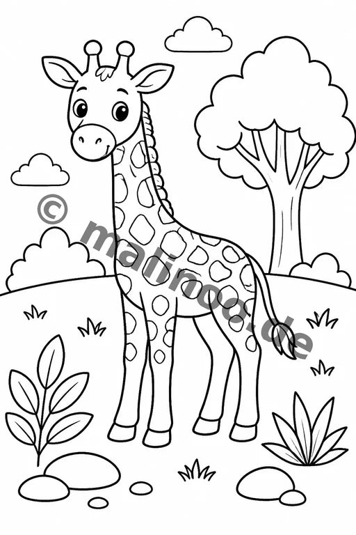 Giraffen Malbuch 20 Ausmalbilder PDF Download – Vorschaubild 1