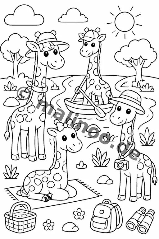 Giraffen Malbuch 20 Ausmalbilder PDF Download – Vorschaubild 2