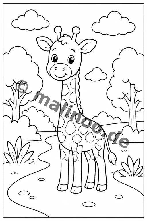 Giraffen Malbuch 20 Ausmalbilder PDF Download – Vorschaubild 3