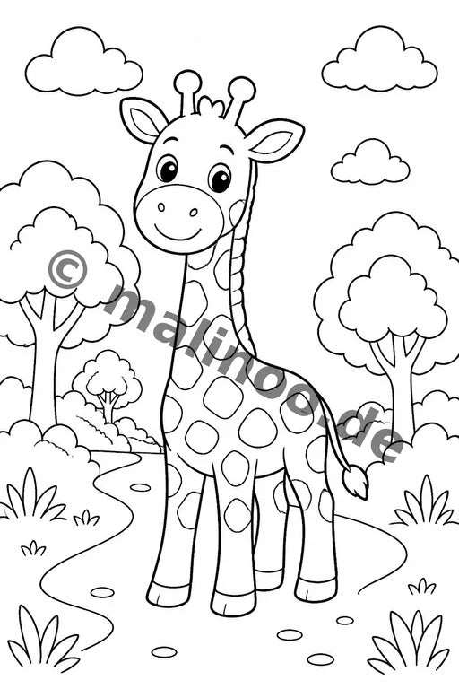Giraffen Malbuch 20 Ausmalbilder PDF Download – Vorschaubild 3
