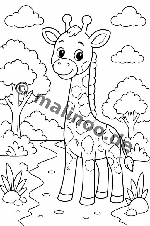Giraffen Malbuch 20 Ausmalbilder PDF Download – Vorschaubild 3