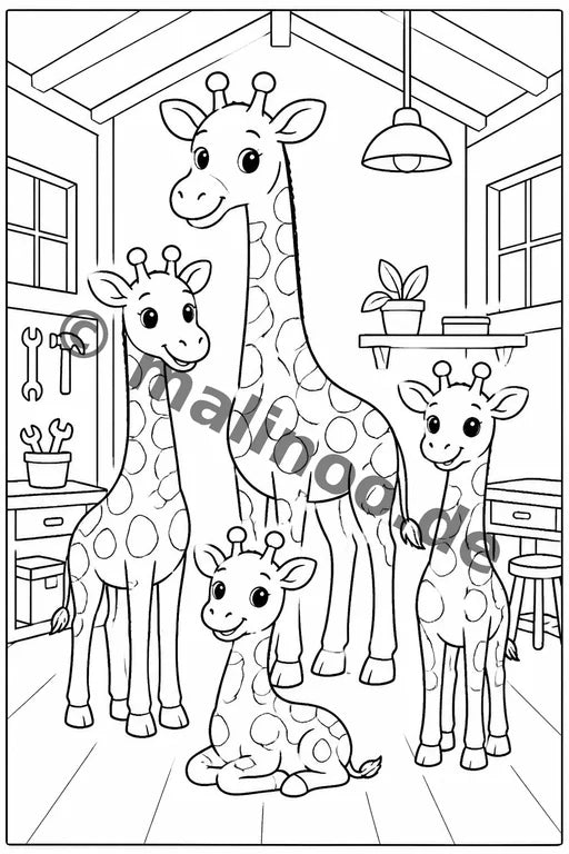 Giraffen Malbuch 20 Ausmalbilder PDF Download – Vorschaubild 4