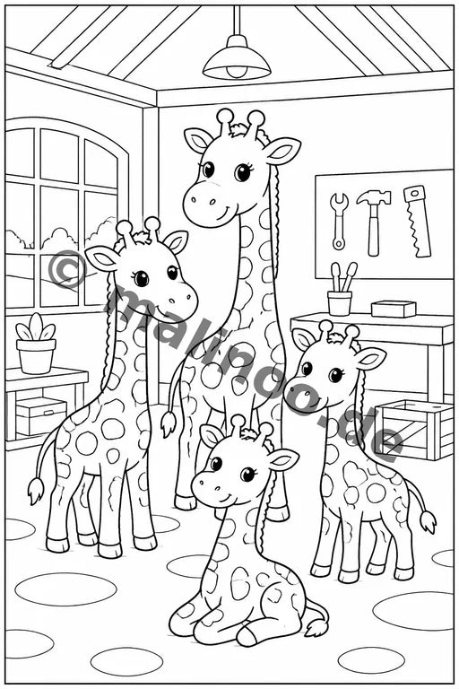Giraffen Malbuch 20 Ausmalbilder PDF Download – Vorschaubild 4