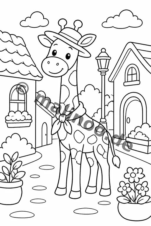 Giraffen Malbuch 20 Ausmalbilder PDF Download – Vorschaubild 5