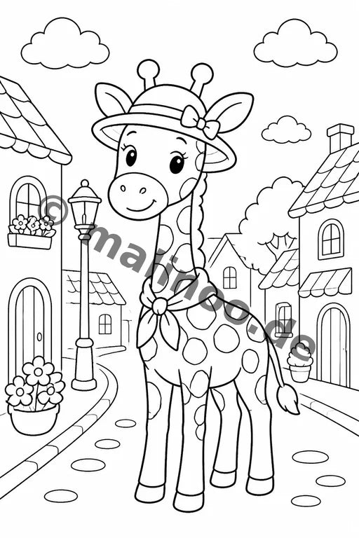 Giraffen Malbuch 20 Ausmalbilder PDF Download – Vorschaubild 5