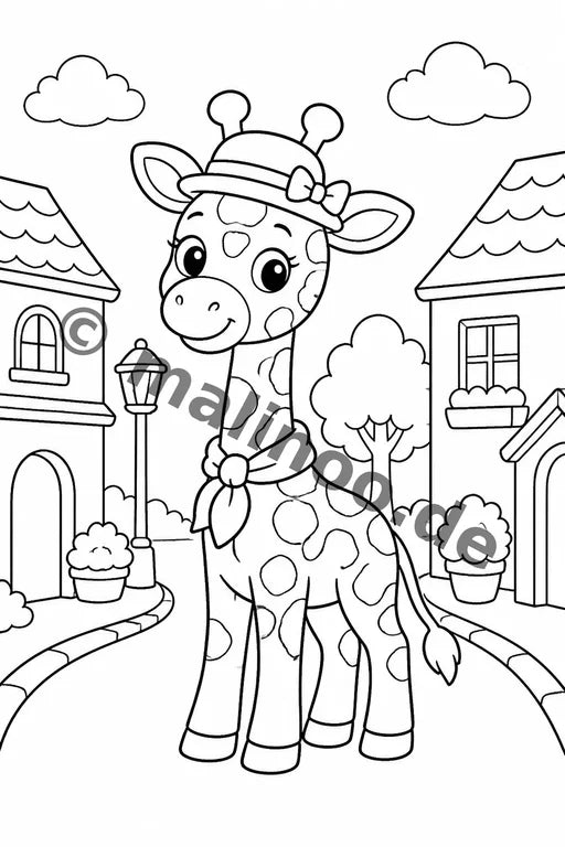 Giraffen Malbuch 20 Ausmalbilder PDF Download – Vorschaubild 5