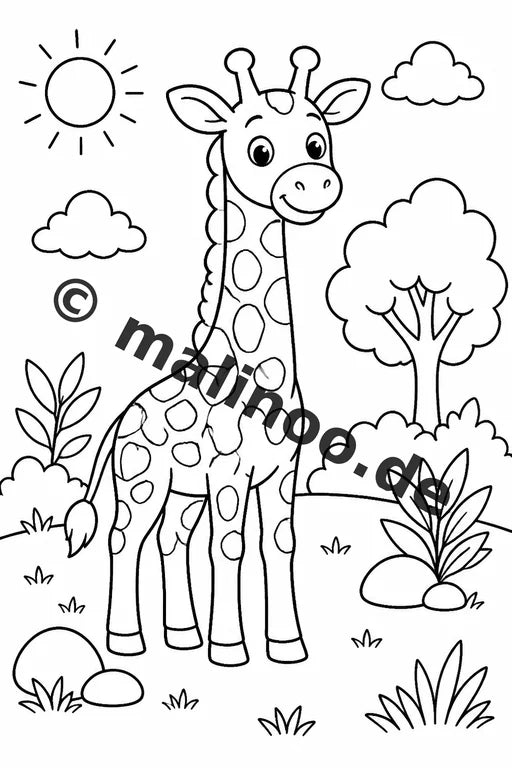 Giraffen Malbuch 20 Ausmalbilder gedruckt und gebunden – Vorschaubild 1