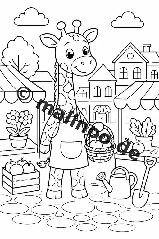 Giraffen Malbuch 20 Ausmalbilder gedruckt und gebunden – Vorschaubild 10