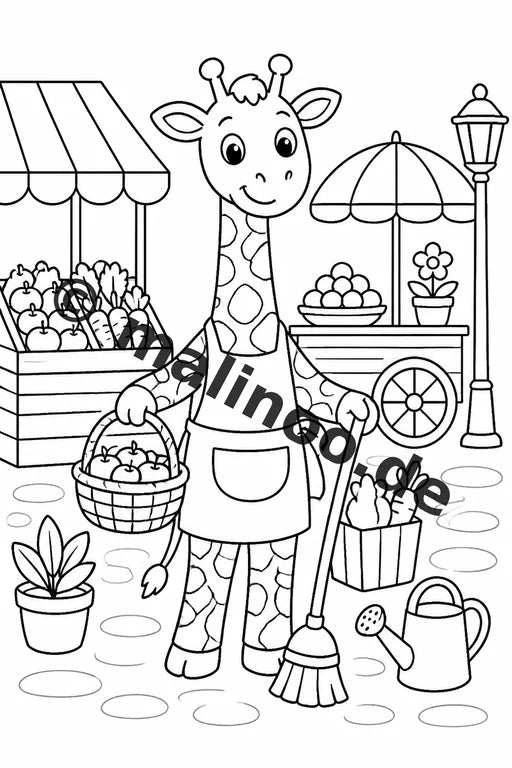 Giraffen Malbuch 20 Ausmalbilder gedruckt und gebunden – Vorschaubild 10